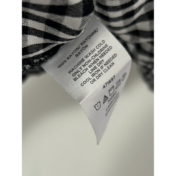 Ann Taylor LOFT Tank Top Blouse Sz Small Black White Buffalo Check Plaid Career - Picture 5 of 5